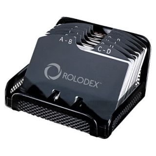 Rolodex Metal/Mesh Open Tray Business Card File Holder   Black