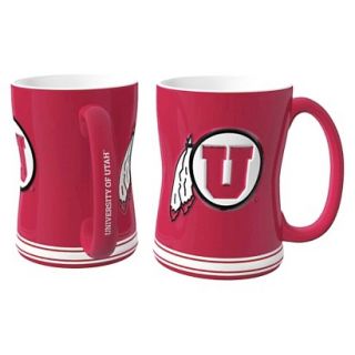 Boelter Brands NCAA 2 Pack Utah Utes Sculpted Relief Style Coffee Mug   Red/