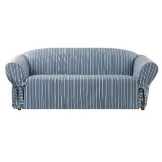 Sure Fit Grainsack Stripe Sofa Slipcover Blue