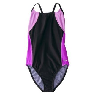 C9 by Champion Womens Freestyle Swim Tank   Black/Purple M