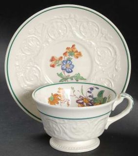 Wedgwood Bognor Footed Cup & Saucer Set, Fine China Dinnerware   Patrician,Multi