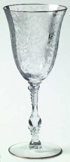 Cambridge Wildflower Clear Water Goblet   Stem #3121, Dec #D/1045, Gold Trim
