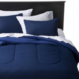 Room Essentials Reversible Solid Comforter   Blue (Full/Queen)