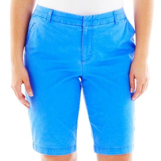 Twill Bermuda Shorts   Plus, Blue, Womens