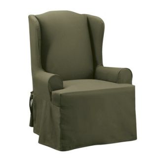 Sure Fit Twill Supreme Wing Chair Slipcover   Loden