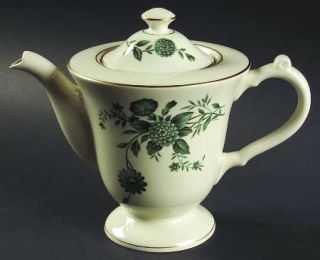 Pickard Diana Green Coffee Pot & Lid, Fine China Dinnerware   Green Flowers