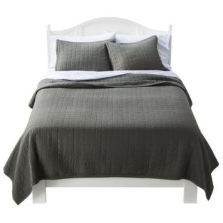 Threshold Vintage Washed Solid Quilt   Gray (Queen)