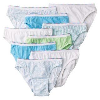 Girls Hanes Assorted Print 9 pack Bikini Underwear 10