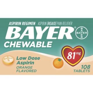 Bayer Chewable Aspirin Orange Flavor   108 Count