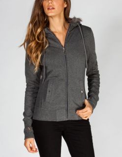 Faux Fur Trim Womens Hoodie Charcoal In Sizes X Large, Large, Medium,