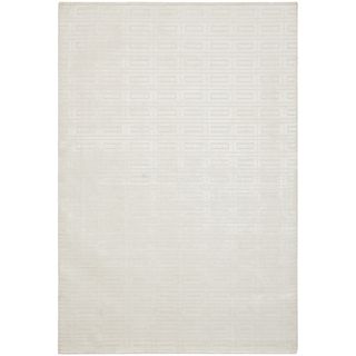 Hand knotted Mirage Pearl White Viscose Rug (6 X 9)