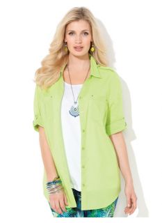 Catherines Plus Size Breezeway Buttonfront   Womens Size 0X, Serene Green