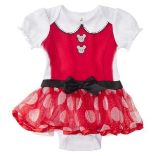 Disney Newborn Girls Minnie Mouse Skirted Bodysuit   Red 3 6 M