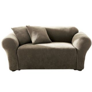 Sure Fit Stretch Pique Loveseat Slipcover   Taupe