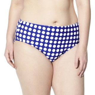 Womens Plus Size Bikini Swim Bottom   Cobalt Blue/White 16W