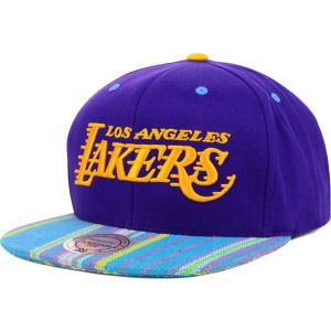 Los Angeles Lakers Mitchell and Ness NBA Native Stripe 2 Tone Snapback