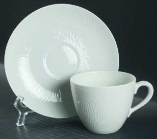 Royal Copenhagen Salto Flat Cup & Saucer Set, Fine China Dinnerware   All White,
