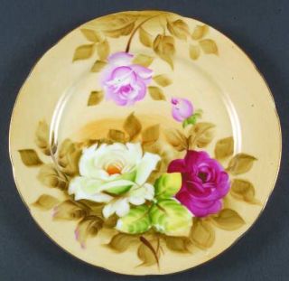 Lefton Heritage Brown (Floral) Luncheon Plate, Fine China Dinnerware   Pink&Whit