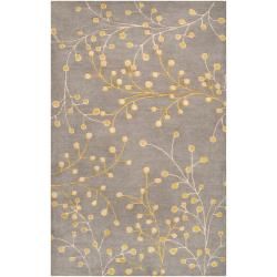 Hand Tufted Gray Floral Wool Jeweled Rug (5 X 8)