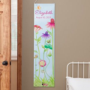 Personalized Growth Chart for Girls   Flowers & Butterflies