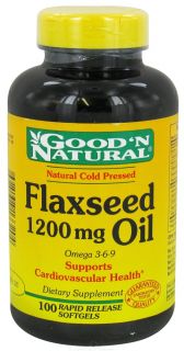 Good N Natural   Organic Flaxseed Oil Omega 3 6 9 1200 mg.   100 Softgels