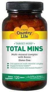 Country Life   Target Mins Total Mins Multi Mineral Complex with Boron   120 Vegetarian Tablets