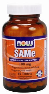 NOW Foods   SAMe Vegetarian Enteric Coated 100 mg.   60 Tablets