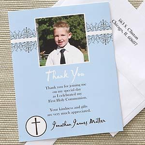 Boys First Communion Personalized Photo Thank You Cards