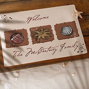 Personalized Sea Shell Doormat   Sea Shore Welcome Mat
