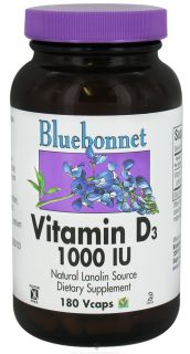 Bluebonnet Nutrition   Vitamin D3 1000 IU   180 Vegetarian Capsules