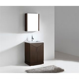 Madeli Savona 24 Bathroom Vanity with Quartzstone Top   Walnut
