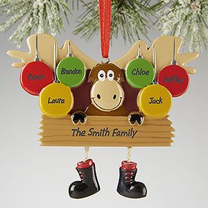 Personalized Christmas Ornaments   Moose   6 Names