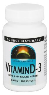 Source Naturals   Vitamin D 3 Bone and Immune Health 5000 IU   200 Softgels