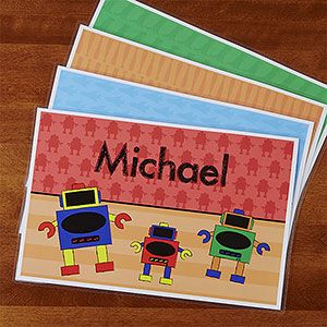 Personalized Placemats for Boys   Cars, Sports, Dinosaurs & Robots