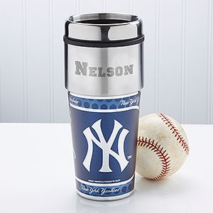 Personalized MLB Baseball Travel Mugs   New York Yankees