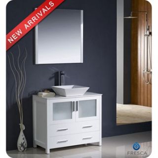 Fresca Torino 36 White Modern Bathroom Vanity with Vessel Sink