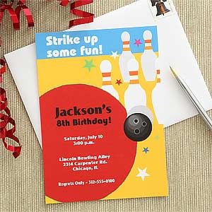 Personalized Bowling Party Invitations