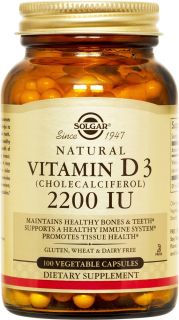 Solgar   Vitamin D3 Cholecalciferol 2200 IU   100 Vegetarian Capsules