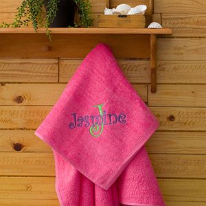 Girls Personalized Pink Beach Towels   All About Me
