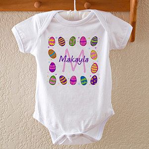Personalized Easter Baby Bodysuit   Easter Eggs