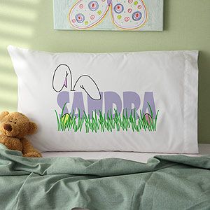 Custom Personalized Easter Pillowcase   Ears To You Design