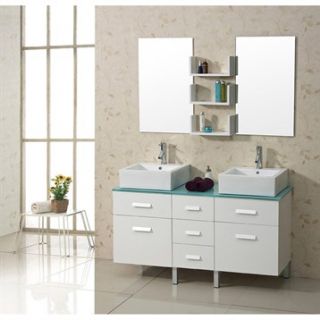 Virtu USA Maybell 56 Double Sink Bathroom Vanity   White