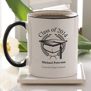 Personalized Ceramic Coffee Mugs   Graduation Cap Design