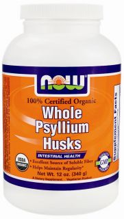 NOW Foods   Whole Psyllium Husks Intestinal Health 100% Certified Organic   12 oz.