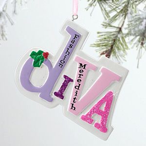 Personalized Girls Christmas Ornaments   Diva