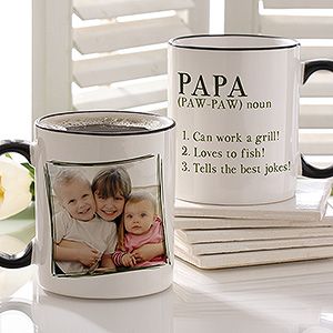 Fathers Day Gifts    Definition Of Dad/Grandpa Photo Black Handle Coffee Mug