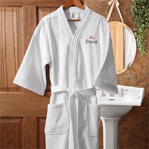 His Embroidered Velour Spa Robe   His and Hers Design