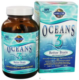 Garden of Life   Oceans 3 Better Brain with OmegaXanthin   90 Softgels