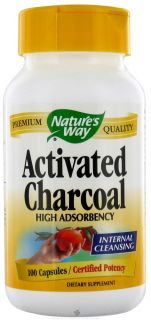Natures Way   Activated Charcoal High Adsorbency Certified Potency   100 Capsules