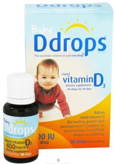 Ddrops   Liquid Vitamin D3 90 Drops for Infants 400 IU   0.08 oz.